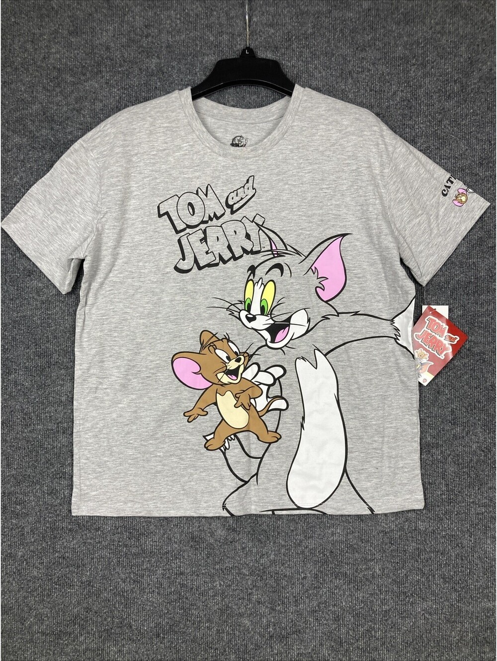 Tom & Jerry Womens XXL Gray Cat & Mouse Graphic S/S Shirt NWT